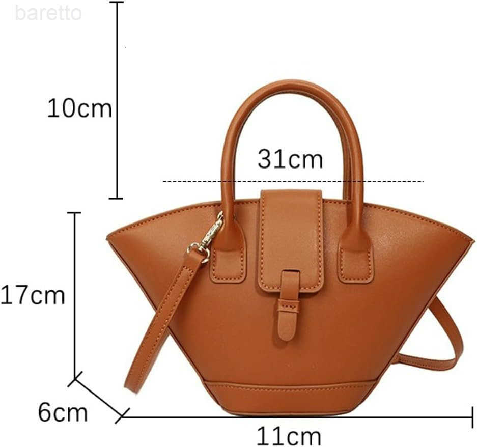 Trendy Fanshaped Bucket Bag for Women Retro PU Leather Shoulder Crossbody Bag with Top Handle Satchel Purse Z251017