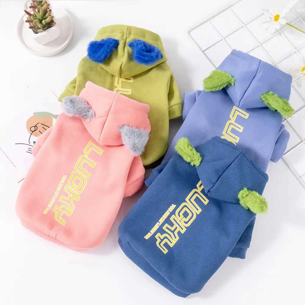 Fashion Letter Print Dog Hooded Sweatshirt Warm Soft Pet Hoodie Comfortable CottonPolyester Dog Sweatshirt Clothes WinterW251017