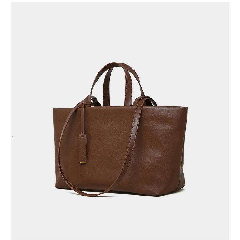 Woman Shoulder Soft Leather Large Capacity Square Fashion Tote Bag Korean Fashionable Handbag Shopping Underarm Bags