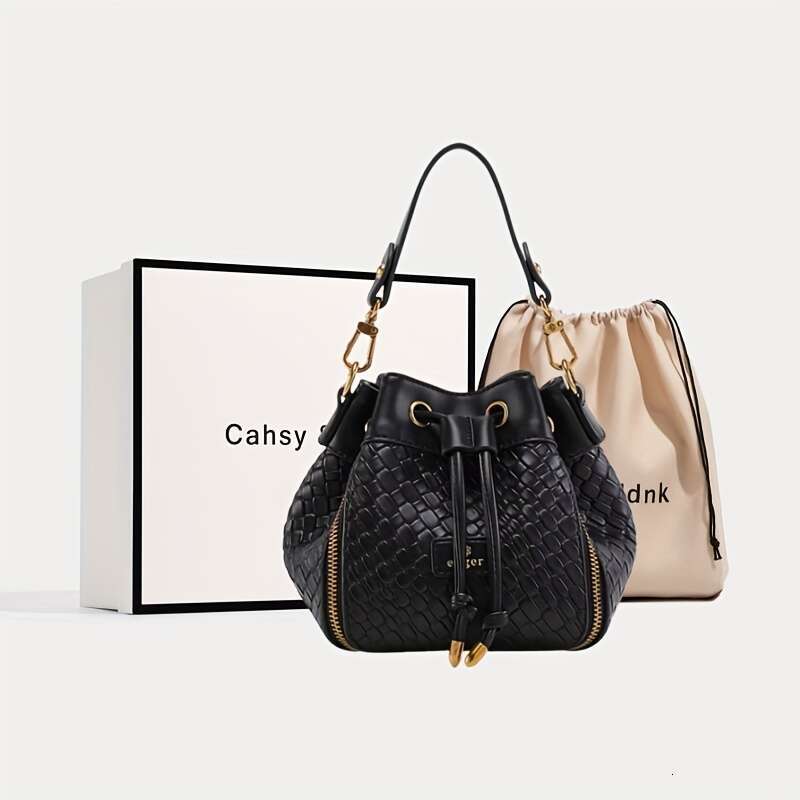 Crossbody Gift Niche Design Women's New Fashion Commuting High-End Woven Bucket Bag