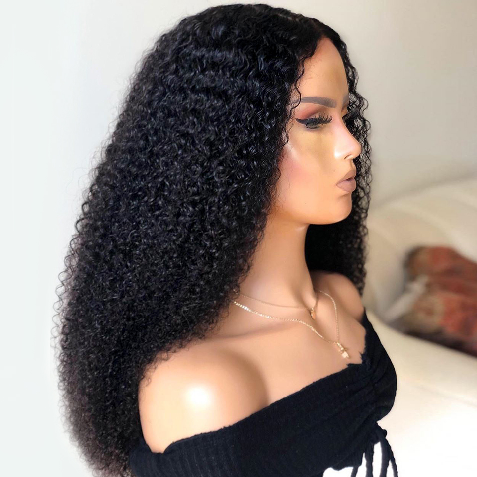 Afro Kinky Curly 4a 4b Full Lace Human Hair Wigs glueless with baby hair pre plucked 150% Density Cuticle Aligned Natural Hair Afro Wigs 16inch