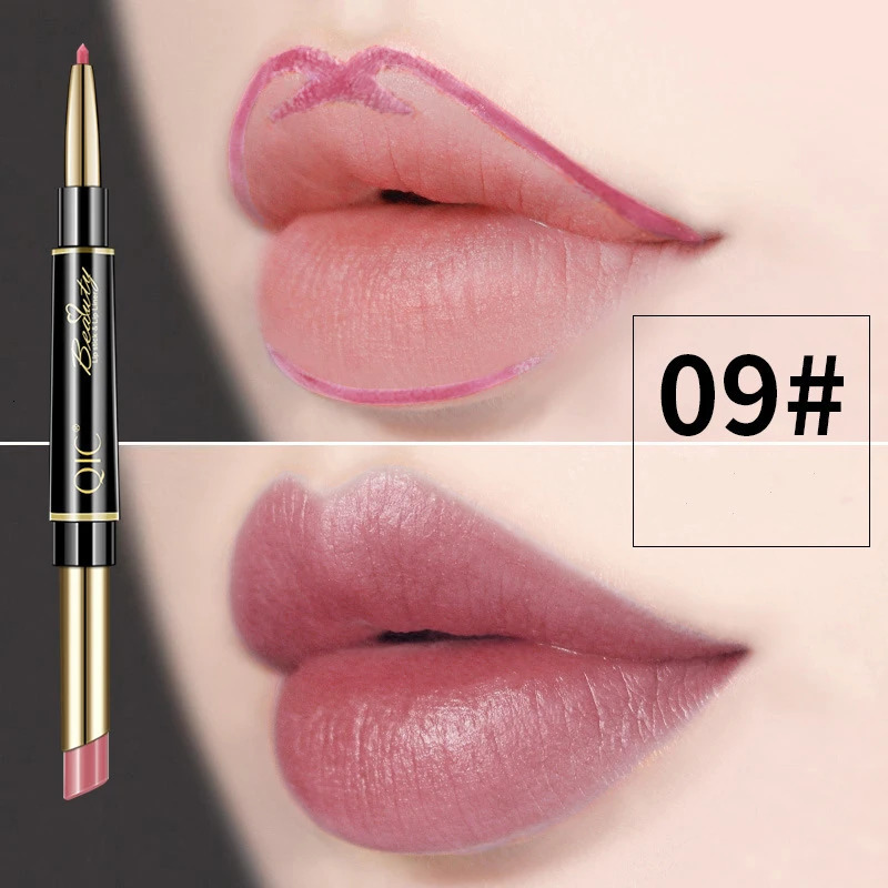 2 IN 1 Lip Liner Waterproof Matte Lipstick Pencil Sexy Red Long Lasting Lipliner Makeup Cosmetics 251011