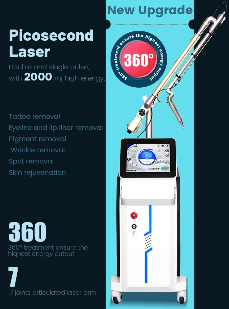Picosecond Laser Tattoo Removal Machine For Beauty Salon Pigmentation Removal Skin Rejuvenation Freckle Removal Professional Cosmetic Laser Equipment