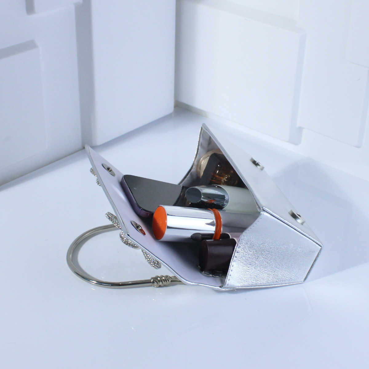 New High-End Rhinestone Flower Evening Bag Handbag Exquisite Versatile Crossbody Dress Bag Wedding Bag Small Square Bag