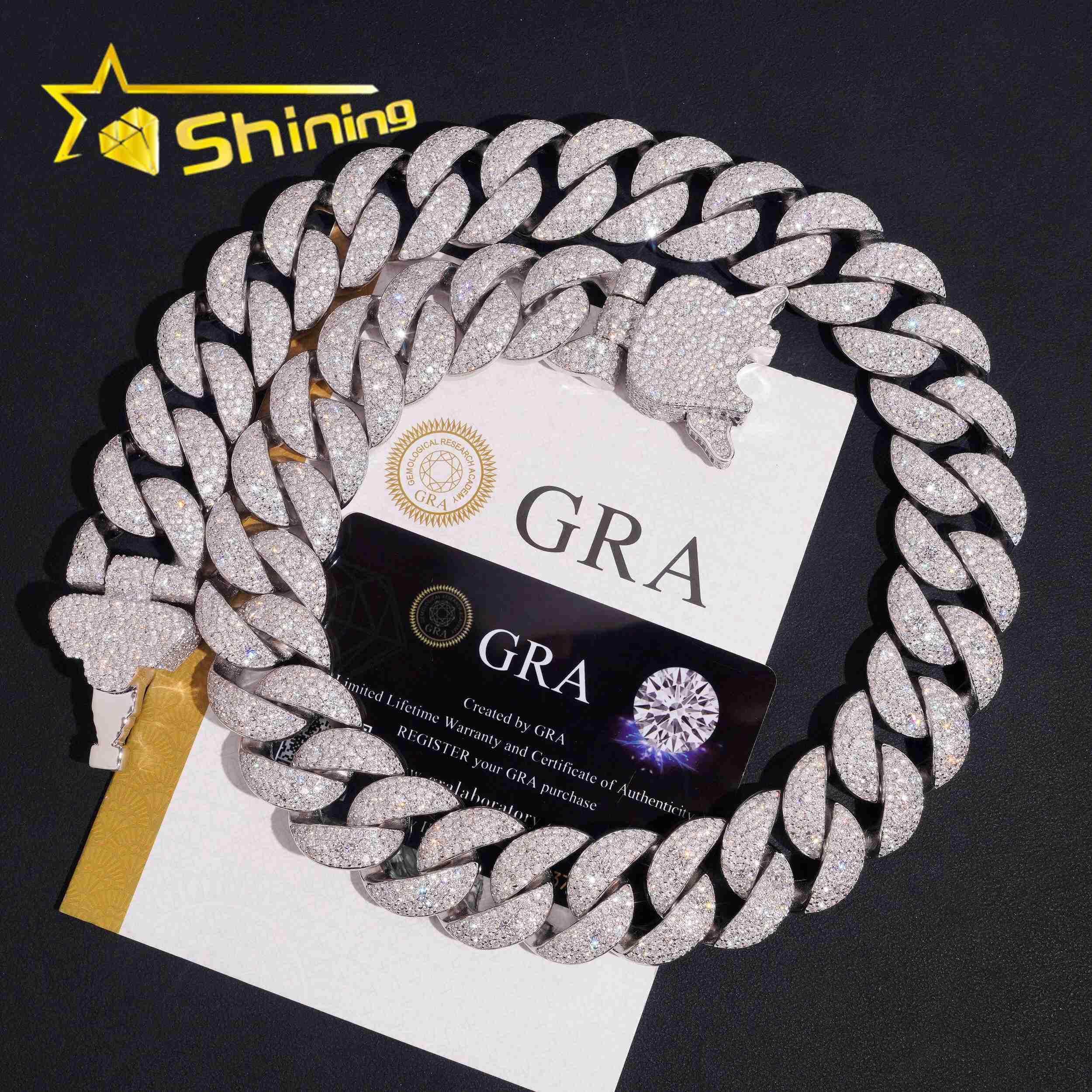 Rapper Jewelry 925 Silver Hip Hop Mosaic Set Customized Trend Lock 24mm Moissanite Diamond Iced Out Cuban Lidynamic Chain