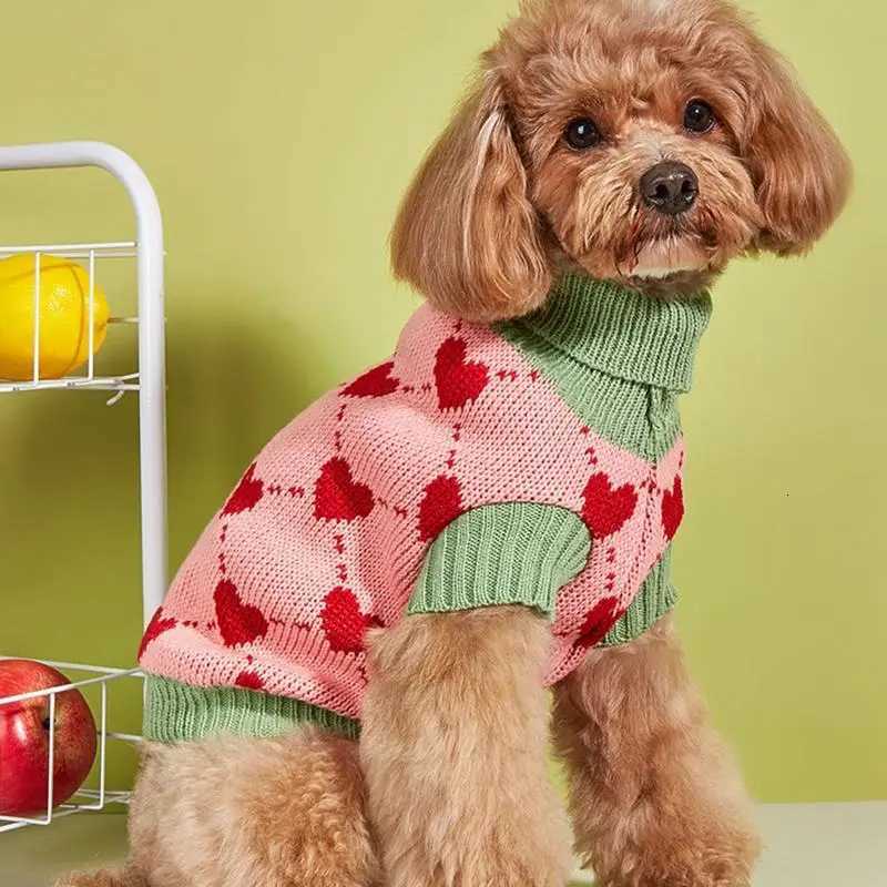 Dogs Warm Sweaters Pet Clothes Turtleneck Pullover Heart Puppy Vest Knit Cat Sweaters Dogs Sweatshirt Jackets Pet Winter ClothesW251017