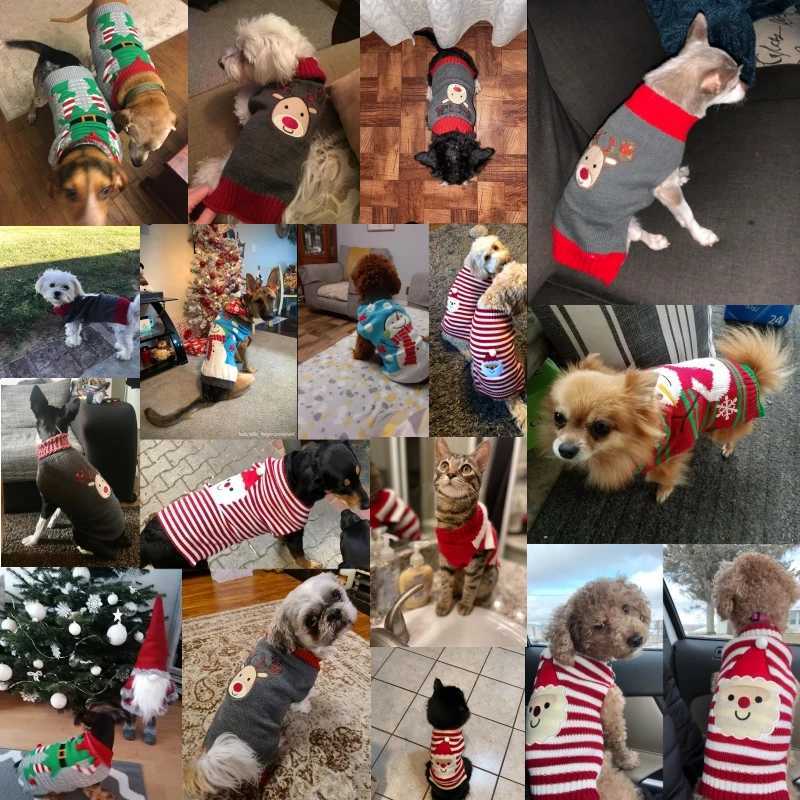 Christmas Warm Clothes for Dogs Small Medium Large Dog Winter Sweater Pet Clothing Knitted Coat Cartoon Striped Big Dog ClothesW251017