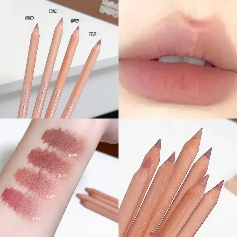 Rose Pink Lip Liner Matte Long Lasting Natural Lipliner Pencil Wooden Pole Nude Brown Lip Liner Lipstick Lips Contour Makeup 251014