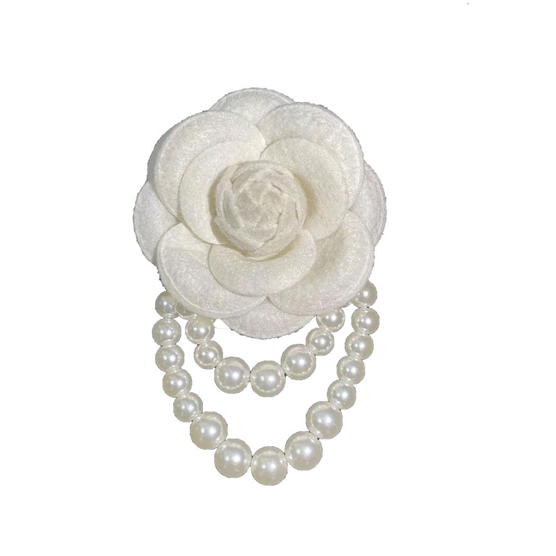 designer brooch korean style camellia highend faux wool pearl blazer versatile fabric rose brooch