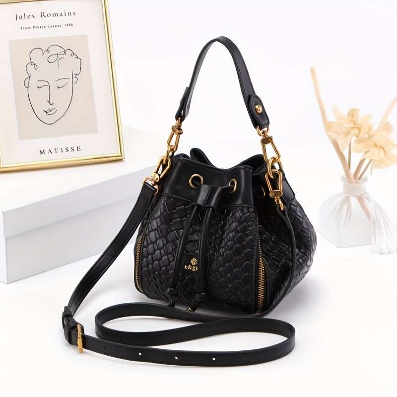 Crossbody Gift Niche Design Women's New Fashion Commuting High-End Woven Bucket Bag