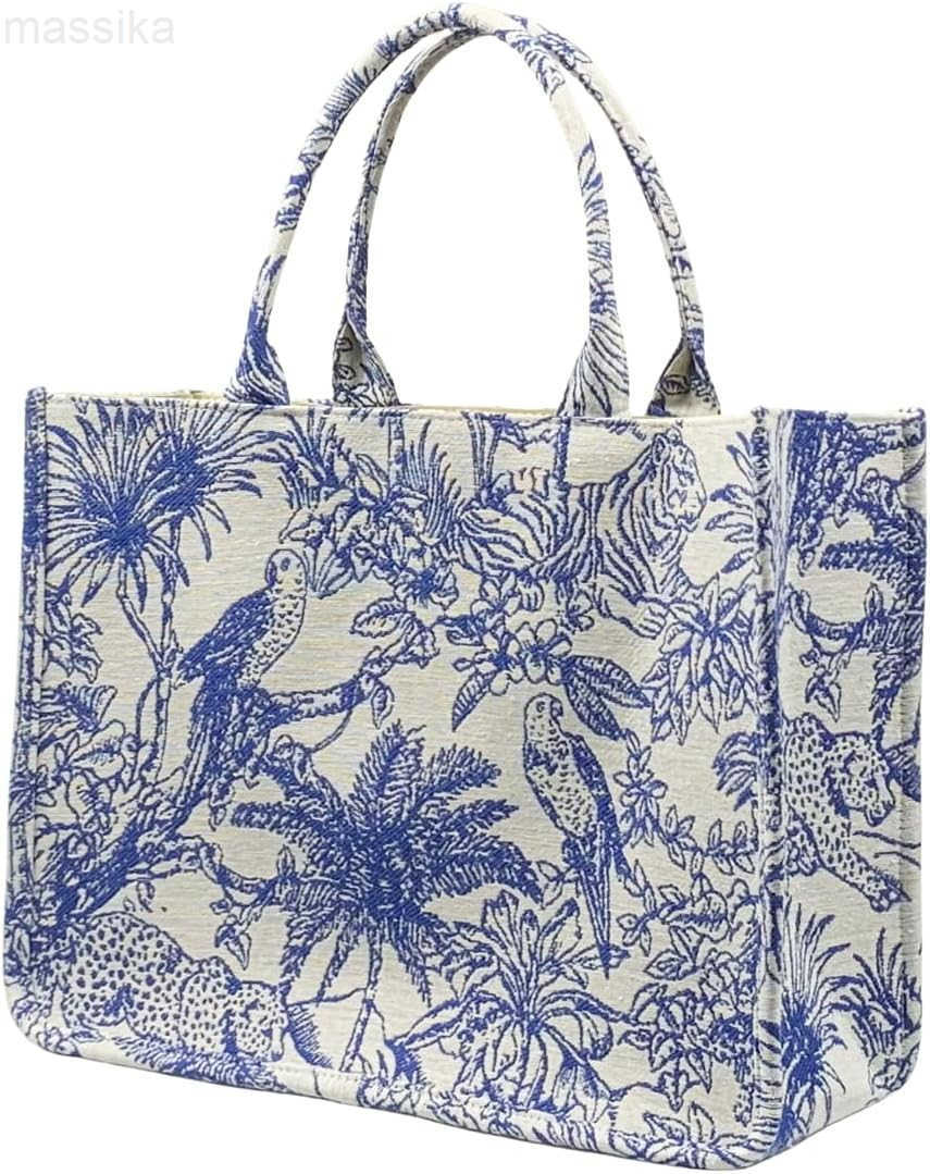 Luxury Large Tote Bag Retro Embroidery Jacquard Handbag Cotton Linen Bags for Women M251017