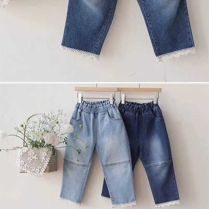 Spring Girl New Kids pants Fashion Childrens Clothes straight jeans Mother Kids loose casual denim TrousersT251017