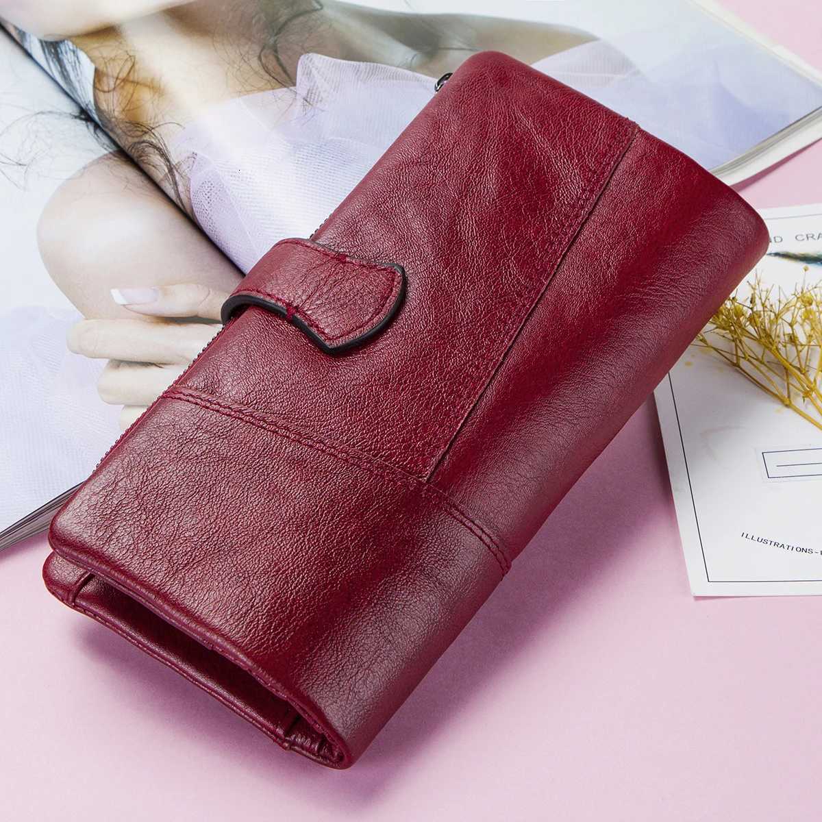 CONTACTS 100 Genuine Leather Wallet Women Long Coin Purse Clutch Bag Name Engraving Card Holder Money Clip Handbag Mens PurseW251017