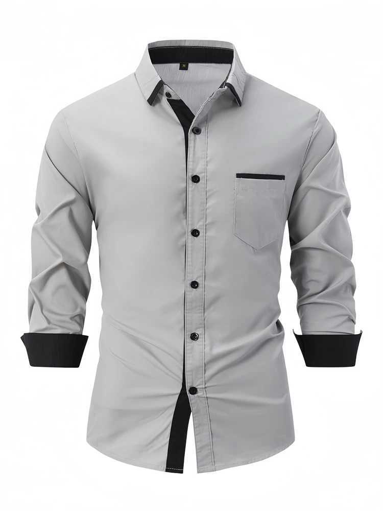 2024 mens shirt system buckle solid color shirt business office super large size 6xl loose style fashion designer J251017