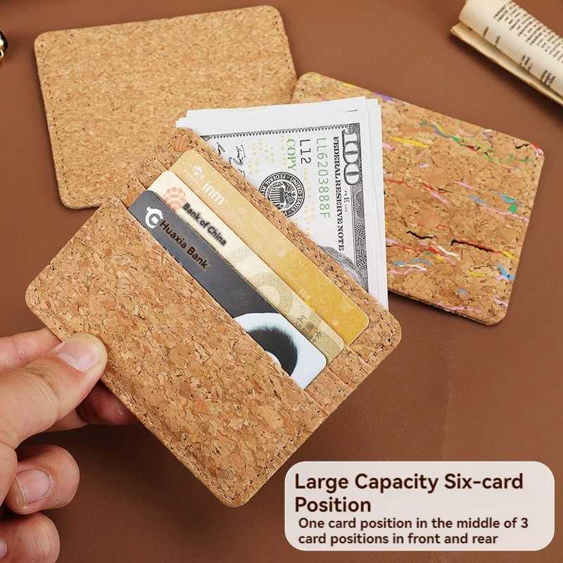 Cork Leather ID Bank Card Holder Credit Multi Slot Slim Card Case Wallet Women Men Business Card Cover Money Bag Coin PurseW251017