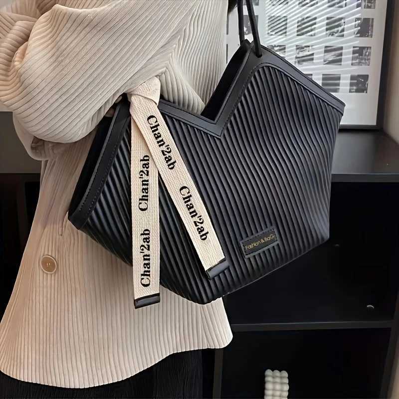 love design tote bag trendy large capacity shoulder bag faux leather simple bag for work Z251017