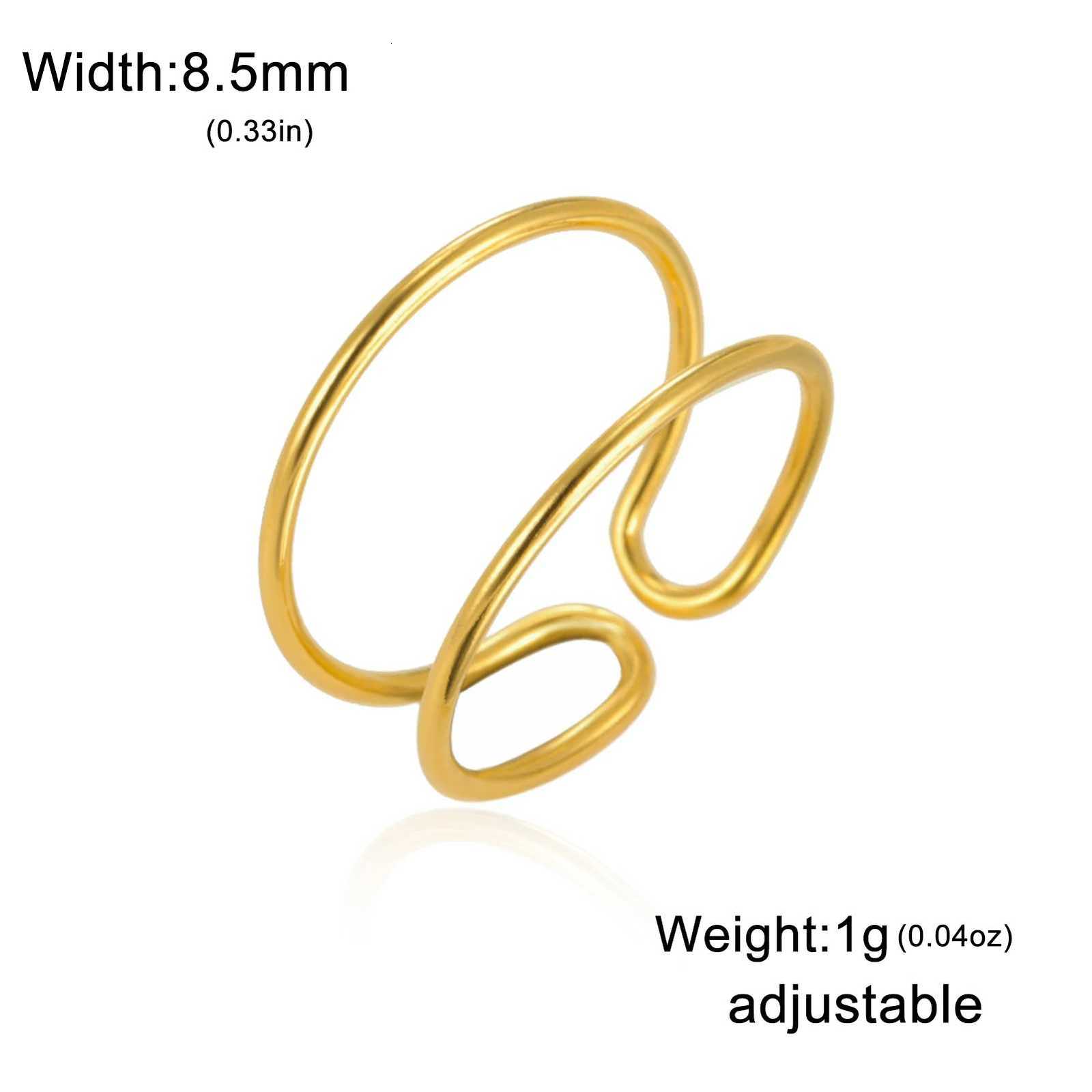 Skyrim Minimalist Double Layer Open Rings Women Stainless Steel Adjustable Finger Ring Geometric Jewelry Wedding Gift WholesaleW251017