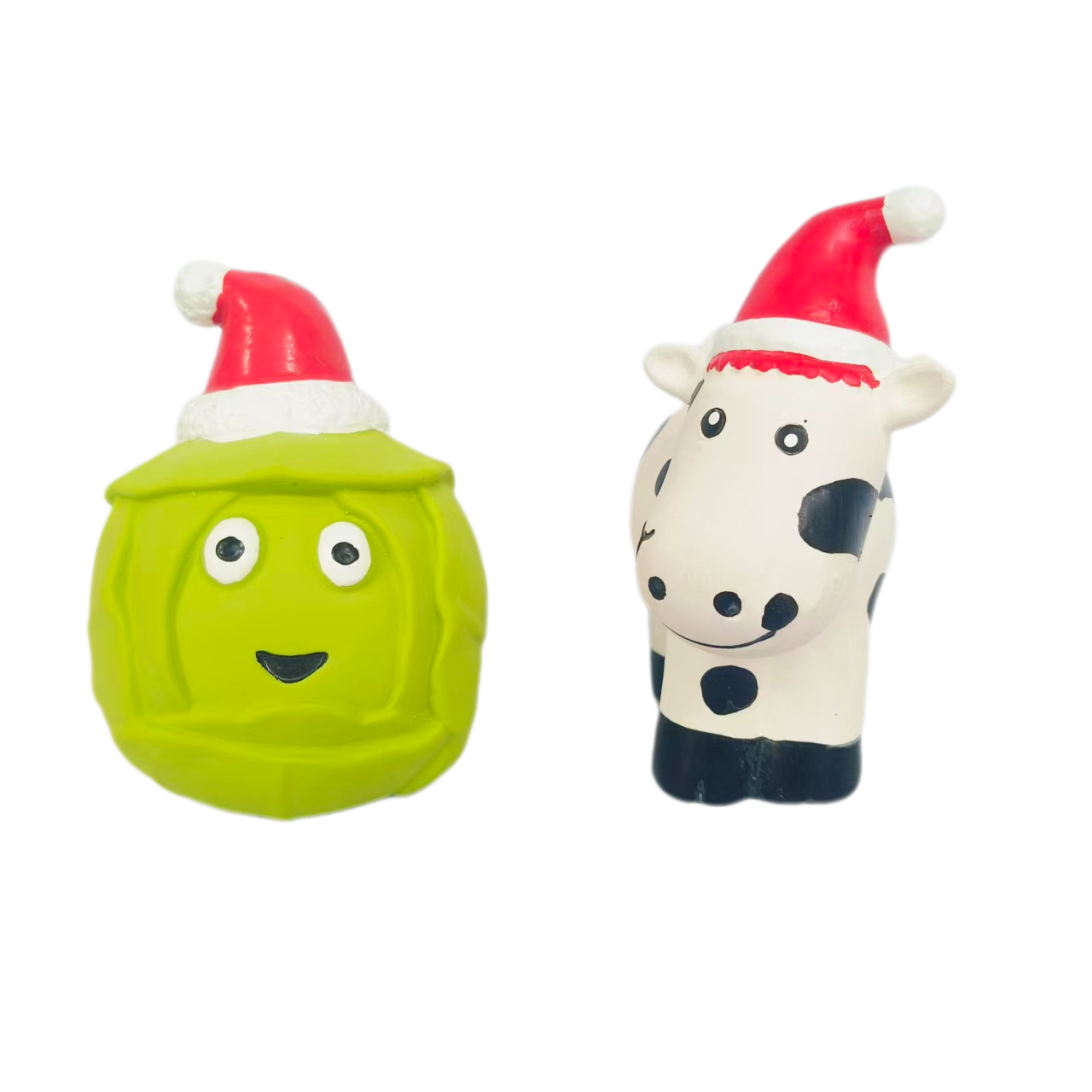 Latex Screaming Christmas Dog Toy Soft Natural Rubber Squeaky Chewy Sound Interactive Cow & Cabbage Canine Pet Toys with Bright Colors for Small & Med