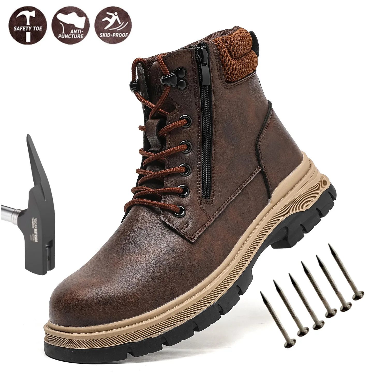 Anti Shock Steel Toe Indestructible Safety Shoes High Top Antipuncture Security Protective Work Hiker Boots for Men 251013