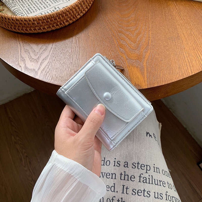 New Women's Style High-end Short Student Ins Female Money Clip Wallet Clutch