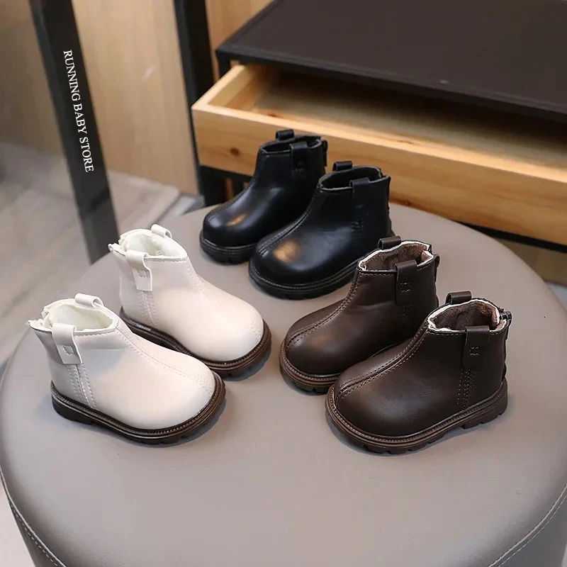 Trend Back Zipper chimney boots for toddler girl Cozy Velvet born Baby Boy Short Boots Winter Birthday Party Shoes I07236 251015