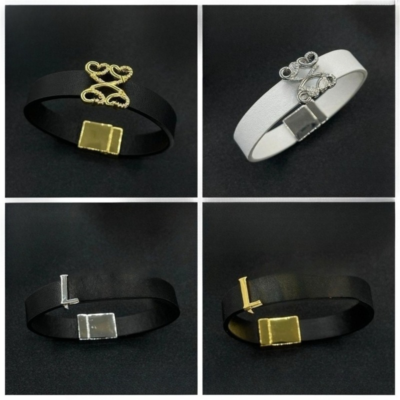 Fashion Leather Bracelet Classic Pattern Design Gold Plated Silver Plated High Quality Jewelry Bracelet Women's Metal Leather Bracelet Couple Jewelry Holiday Gift