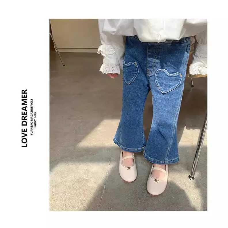 Girls denim flared pants Korean version 2025 spring and autumn new womens pants medium and childrens microelastic jeans oT251017