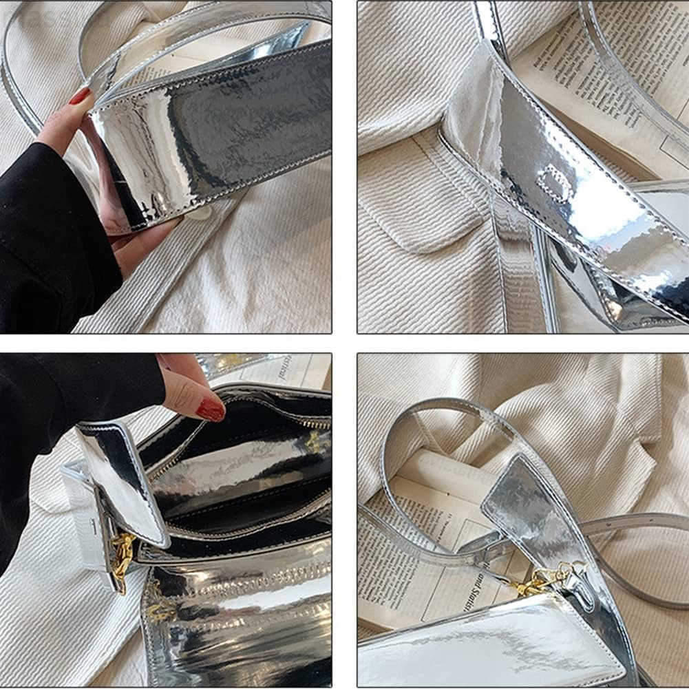 Y2K Womens Silver Evening Hobo Tote Handbag Satchel Clutch Crossbody Bags M251017