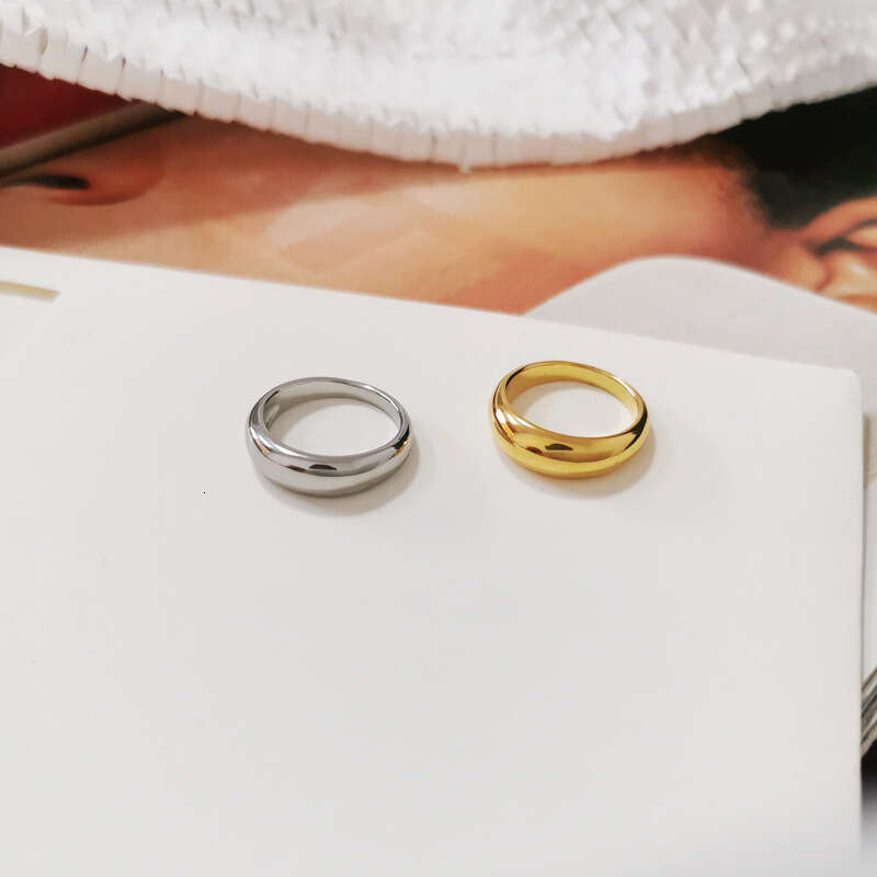 INS Simple Round Smooth Curved for Women Stainless Steel 18K Gold Plated Trendy Ring Women's Jewelry ddmypluto