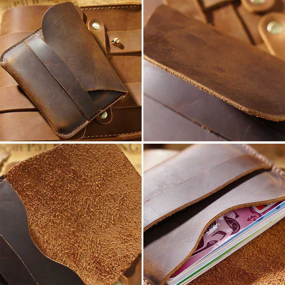 AIGUONIU 100 Genuine Leather Credit ID card holder Vintage business card holder Retro Male Coin pursesW251017
