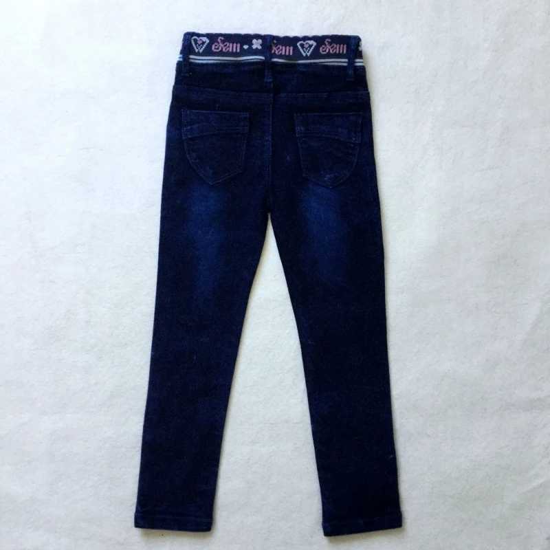 Childrens Jeans Girls Hot Stamping Embroidery Ribbed Drawstring Denim PantsT251017