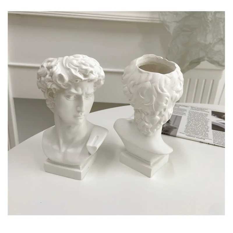 Nordic Creative Vase Home Decor Resin David Head Sculpture Portrait Statue Flower Pot Vases Art Craft Garden Room Decoration C251017