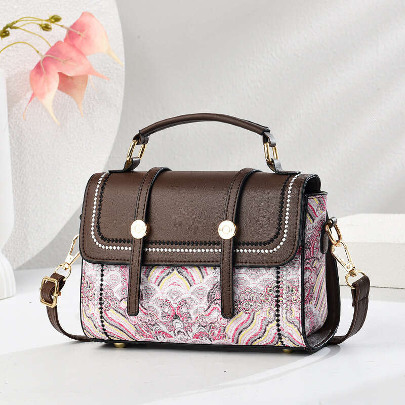 2025 New Women's National Style Embroidered Handbag Versatile Mini Shoulder Crossbody Small Square Bag for Women
