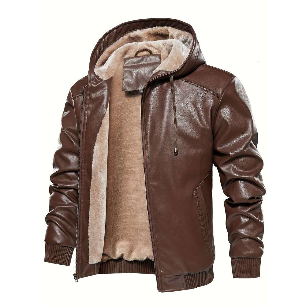 Vintage Jacket Men's Vintage-Style Breathable, Tear-Resistant, Hooded Zip-Up With Polyester Lining Casual Outdoor Wear Winter Multi-Pocket Design