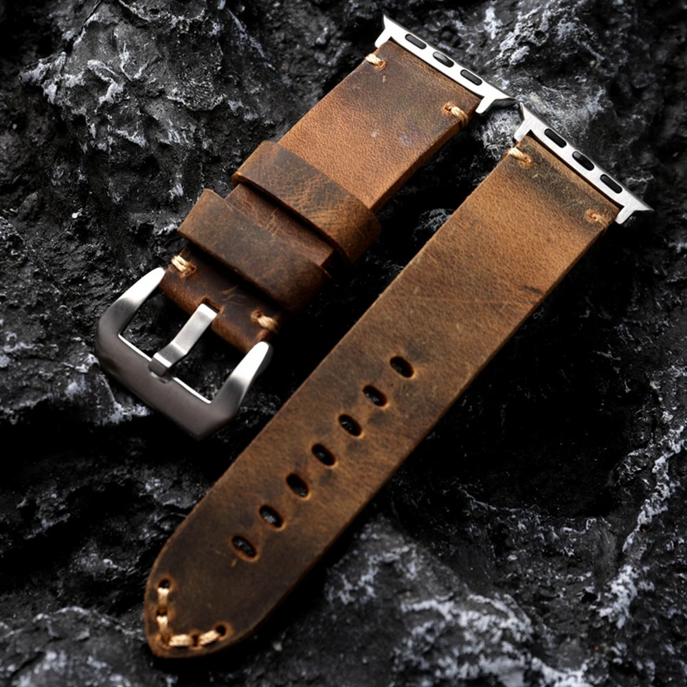 Highend head layer cowhide leather strap for iWatch Watch Ultra2 S8 S9 49mm 45mm Italian Genuine Leather Bracelet 251016