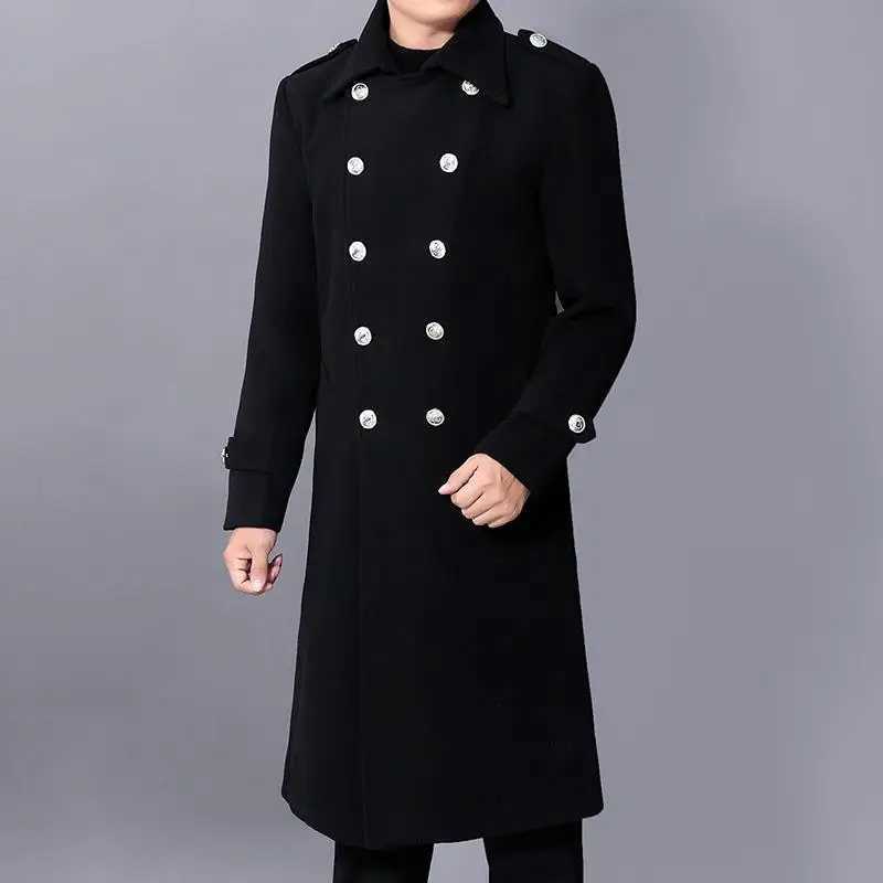 Long dust coat Men Winter Warm Trench Woolen Cloth Coat Mens Double Breasted Slim Casual Jackets Solid Business Outwear J251017