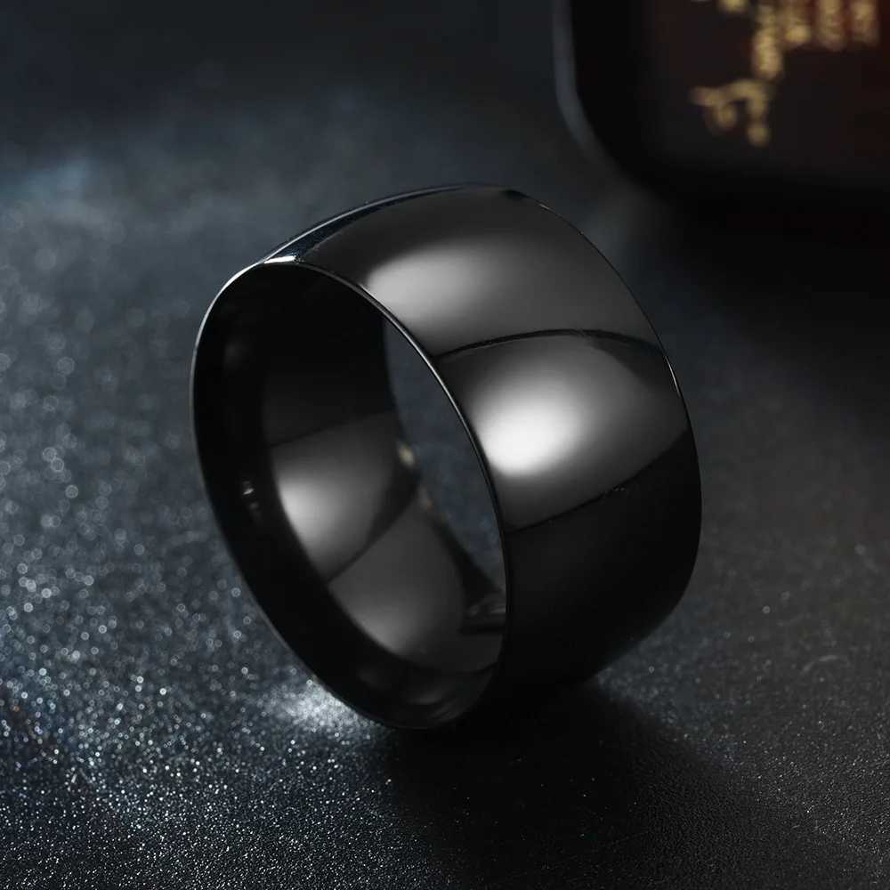 HNSP 12MM Wide Stainless Steel Smooth Ring For Men Punk Jewelry Finger Accessories MaleW251017