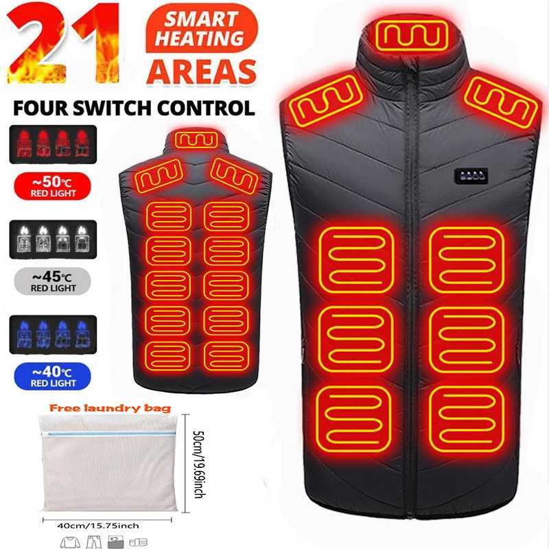 21 Areas Unisex Heated Vest USB Electric Heated Jackets Smart Heating Coat for Outdoor Motorcycle Camping Fishing Skiing Hunting H251017