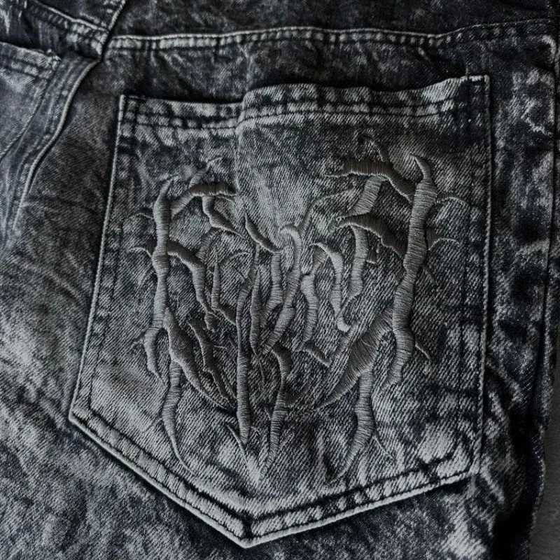 Gothic Retro Oversized Baggy Fit Unisex Mopping Pants Y2K Phantom Jeans High Street Spider Embroidered Patch Hip Hop Streetwear1 Y251105