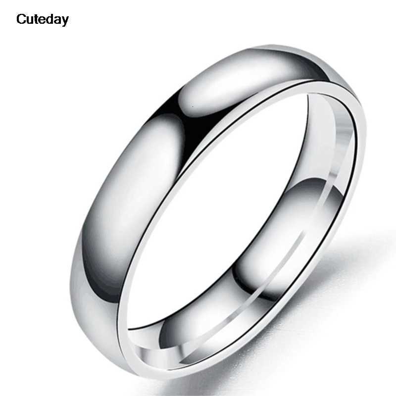 2023 New Fashion Simple Smooth Stainless Steel Ring for Women and Men Classic Gold Color Couple Rings Wedding Engagement JewelryW251017