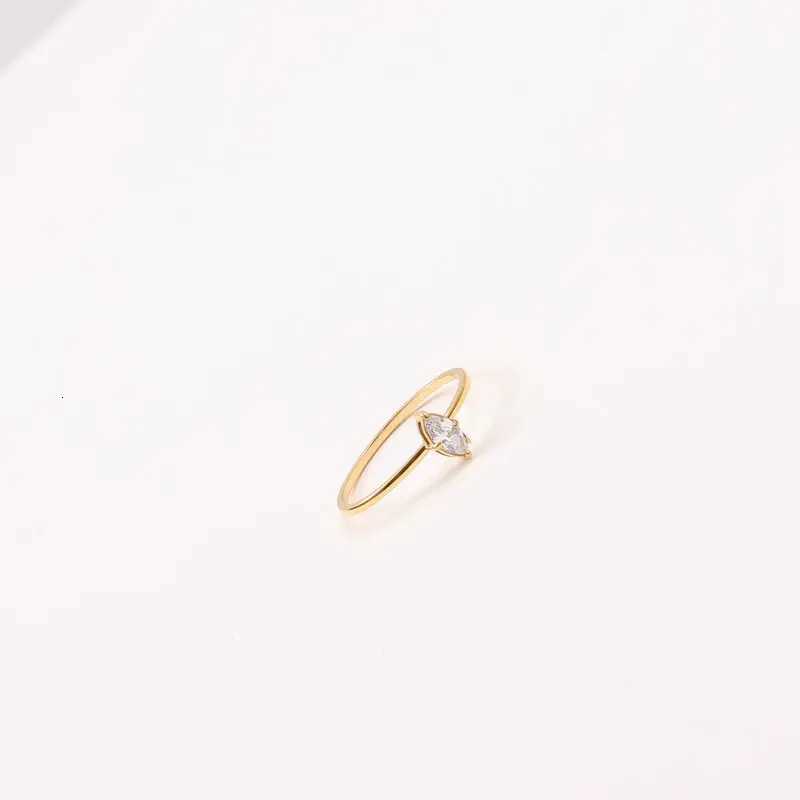 Thin Stainless Steel Gold Color Couple Ring Simple Fashion Zircon Finger Ring For Women Birthday GiftsW251017