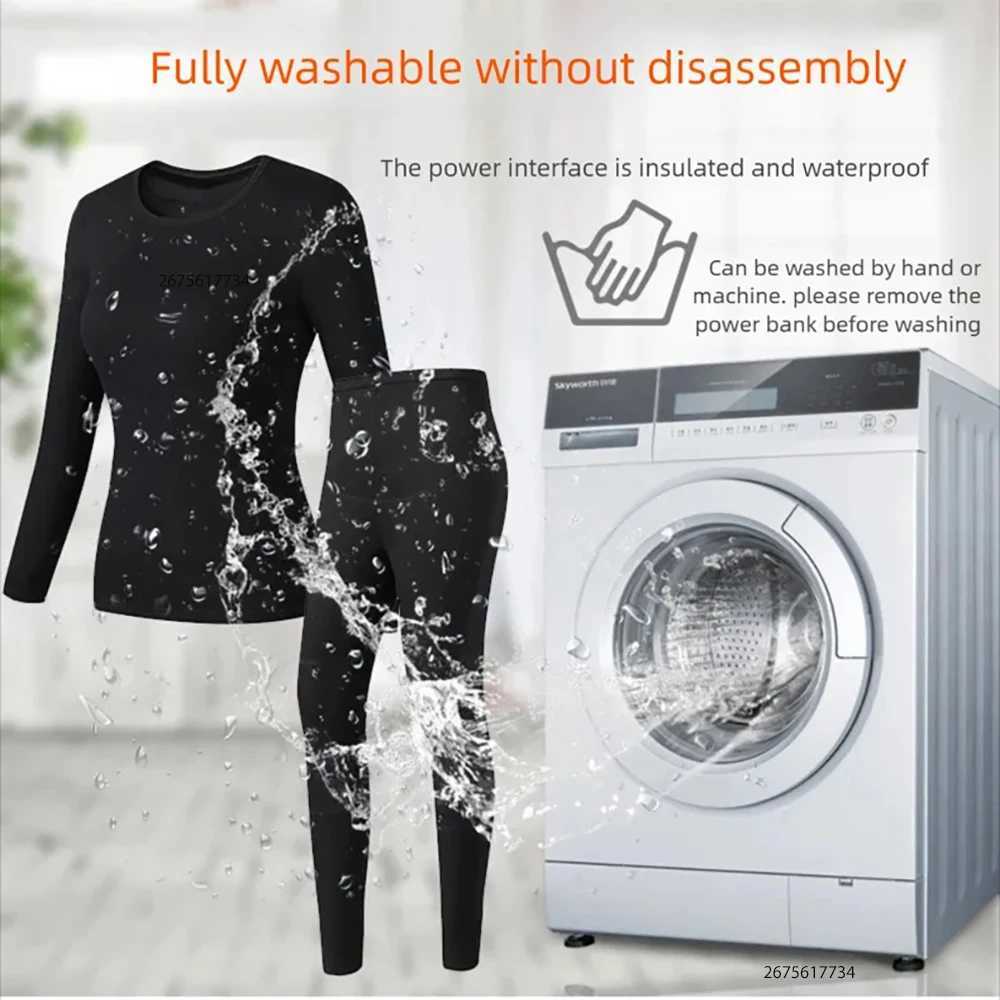 Heated Underwear Men Winter USB Electric Heated Thermal Underwear Womens Ski Self Heating Underwear H251017