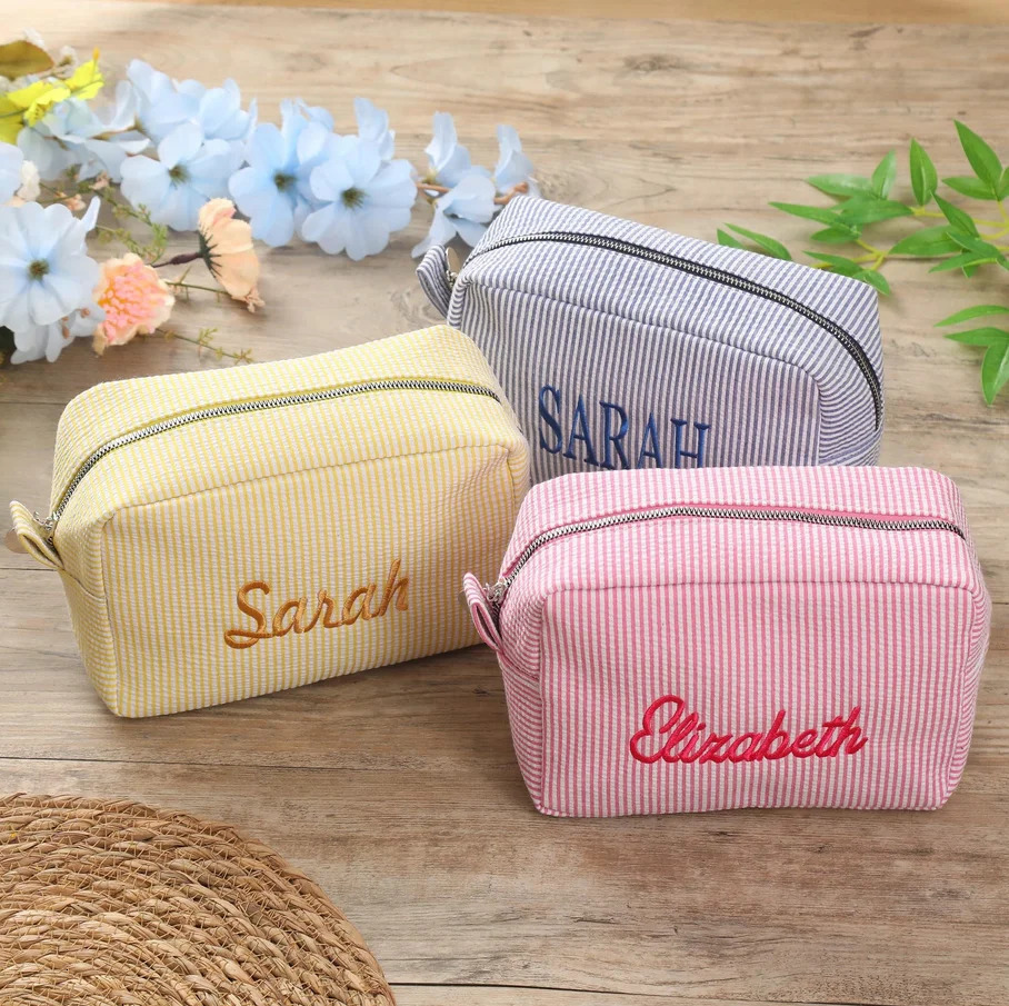 Personalized Name Makeup Bag Custom Embroide Gift Toiletry Bag Bridesmaid Gifts Storage Bag 2025 Cosmetic Bag251011