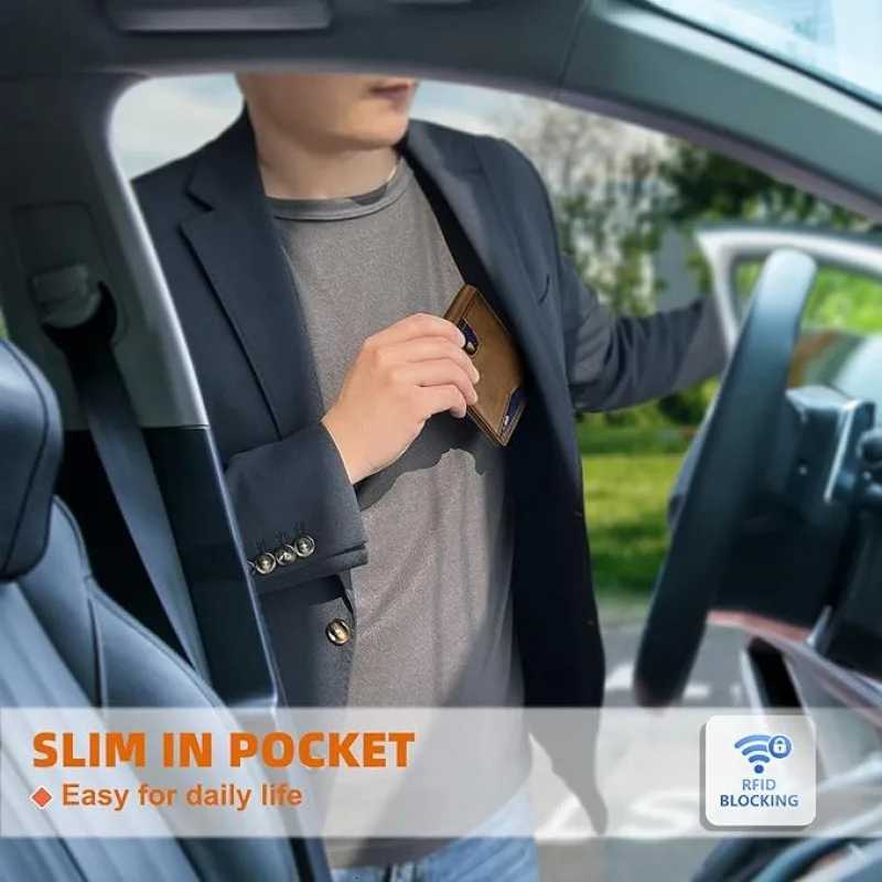 YATBEST Mens Card Bag Leather Multi slot Wallet RFID Anti theft Brush with ID Card Window Fashion Card ClipW251017