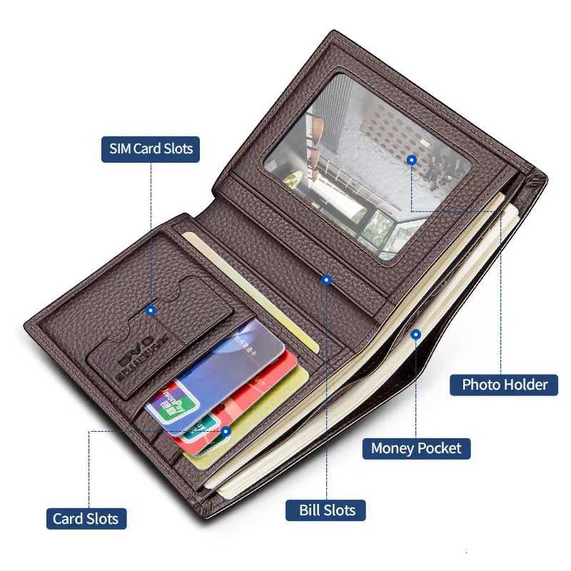 LAORENTOU Men Genuine Leather Wallet Small Card Holder Wallet Gift for Husband BoyfriendW251017