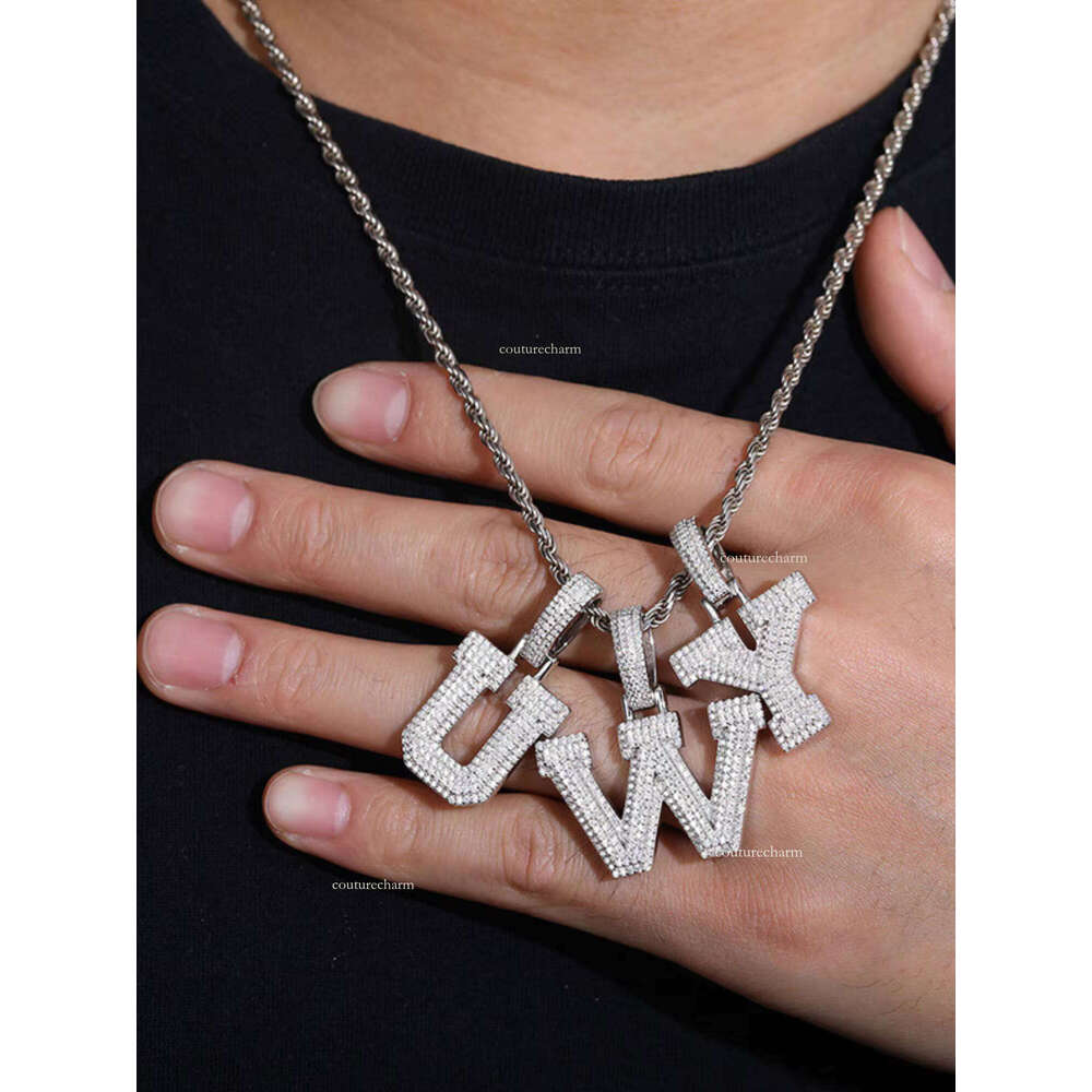 Sterling Sier 26 Letter Moissanite Pendant Jewelry Making Charms Elegant Necklace for Gifts