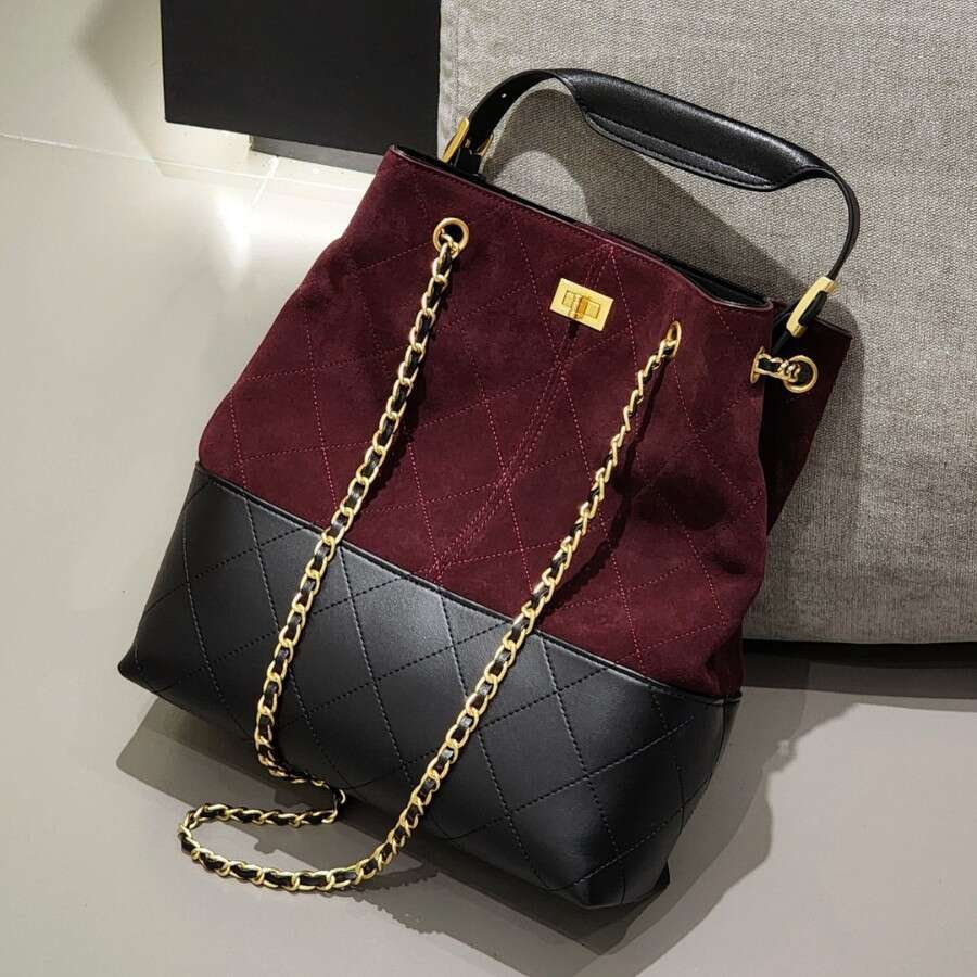 Xiaoxiang Feng Style Bucket High-Quality Texture Diamond Chain Underarm Large Capacity Single Shoulder Crossbody Bag For Women