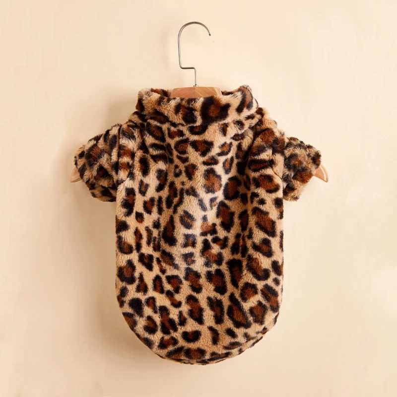 Winter Warm Pet Plush Leopard Dog Clothes Dog Jacket Coat Autumn and Winter Dog Coat Labrador French Bulldog Suit XSXXL D251017
