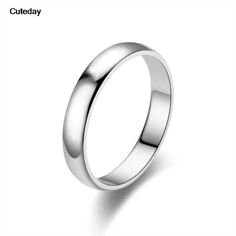 2023 New Fashion Simple Smooth Stainless Steel Ring for Women and Men Classic Gold Color Couple Rings Wedding Engagement JewelryW251017