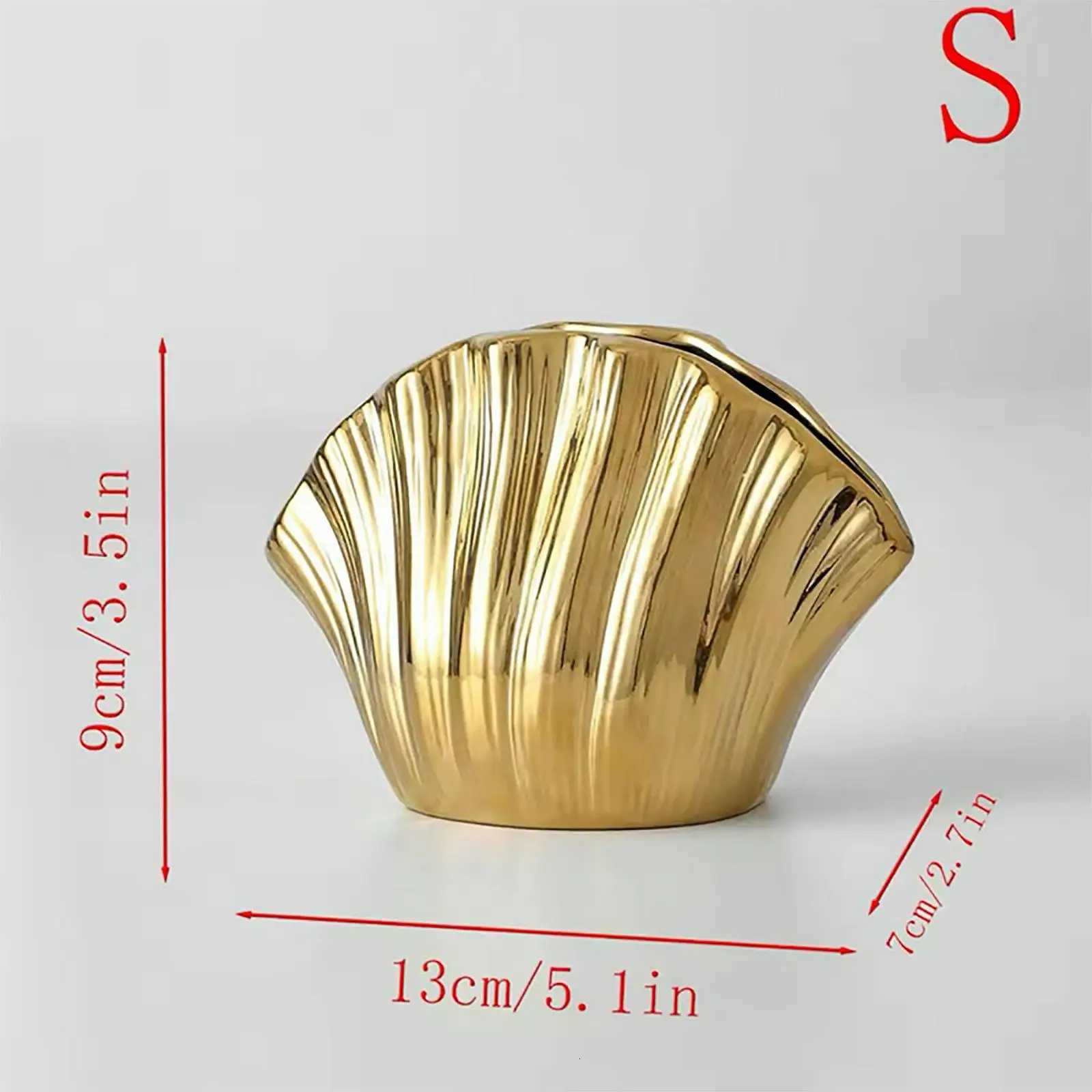 Vase ceramic flower arrangement highend and creative crossborder vintage style high aesthetic value shell ceramic vase deco C251017